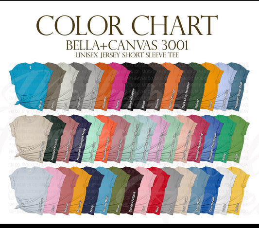 T-shirt colors chart